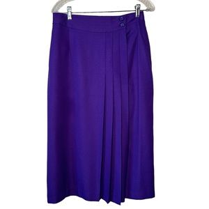 Vintage Purple Front Pleated Midi Skirt 12